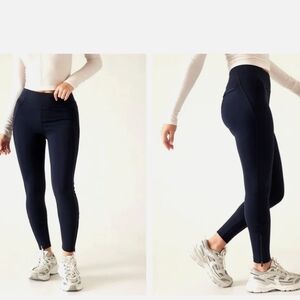 Athleta Delancey Skyline Tight Legging Navy Blue Ankle Zip Womens Medium